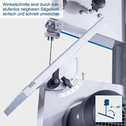 Scheppach - Sierra de cinta HBS25-350 W - 230 V - Altura de corte 80 mm - Velocidad de la cinta 880 m/min - Velocidad de rotación 1400 min-1 - Mesa reclinable 45°