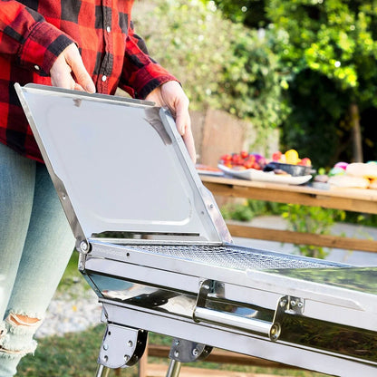 Barbacoa Plegable De Acero Inoxidable Para Carbón Innovagoods Acero Inoxidable Acero