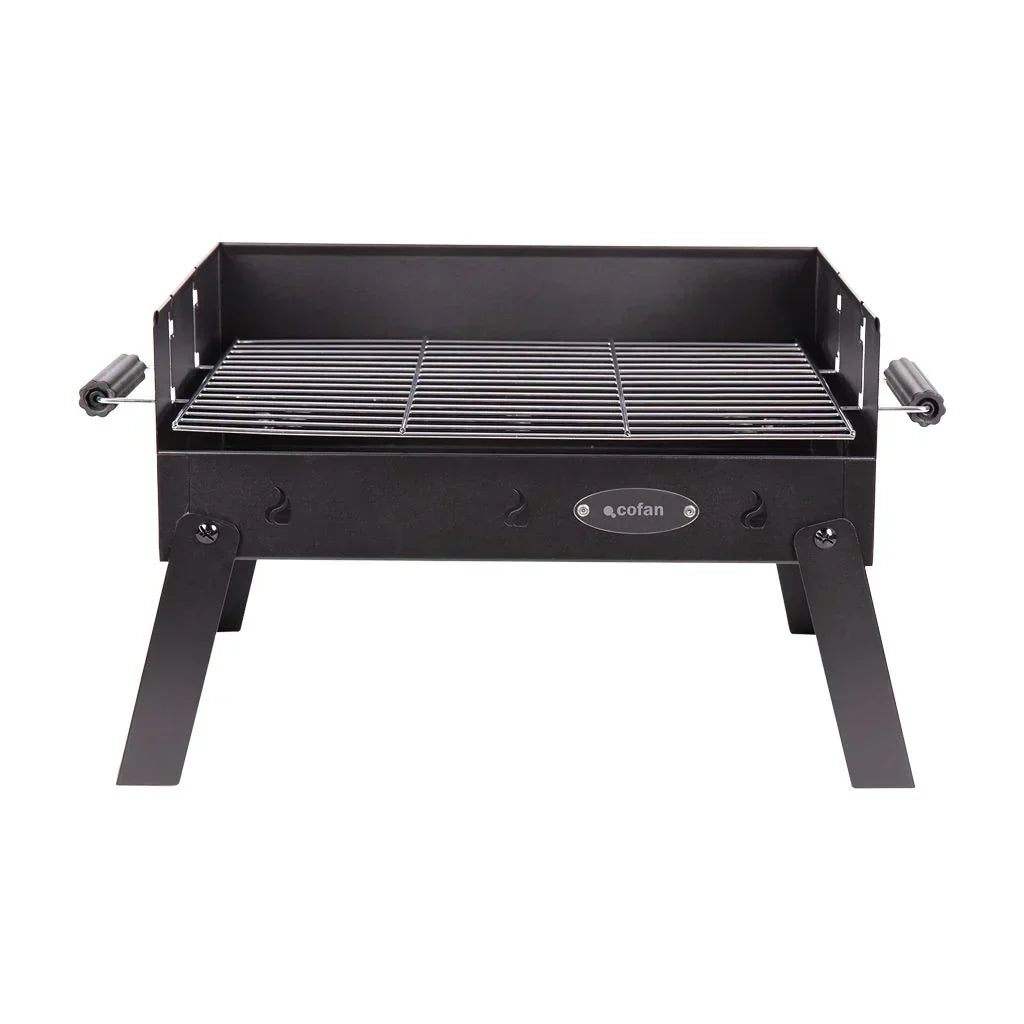 Cofan Barbacoa De Carbón Portátil | Parrilla De Acero Cromado | Barbacoa Plegable | Con Asas Laterales | Ideal Para Camping, Jardín Y Terraza | Medidas: 45,5 X 34,5 X 31,5 Cm