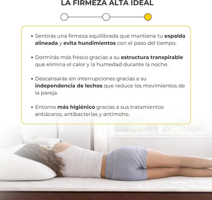 DESCANSIN - Very High Firm Mattress for Back Pain | Breathable Memory Foam Mattress | Double or Single Bed | Anti-Mite, Anti-Allergy and Anti-Bacterial Mattresses (135 x 190)