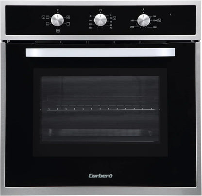 Corberó - Horno convección 70L | CCHM603X | 60x60x58 cm |Convencional con 4 Programas | Luz Interior | Limpieza Hidrólisis | Puerta Doble Cristal | 2100W | Negro perfil Inox