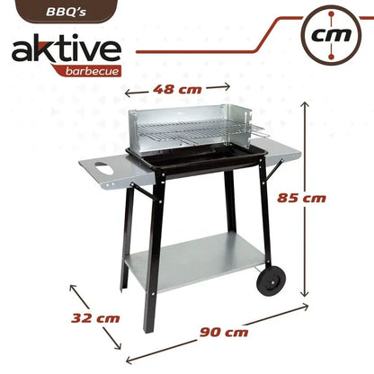 Barbacoa Carbón Portátil Con Parrilla 4 Alturas Aktive