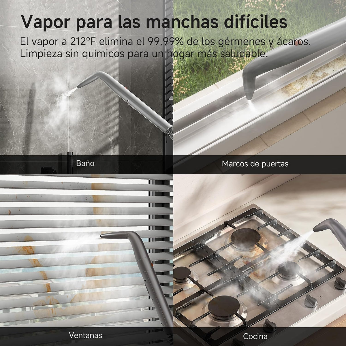 Uwant Limpiador de Tapicerías con Sistema de Vapor y Agua Caliente, 18kPa de Potente Succión, Limpiador Portátil con 4 Herramientas de Limpieza y Solución Incluida, para Sofás set of 1