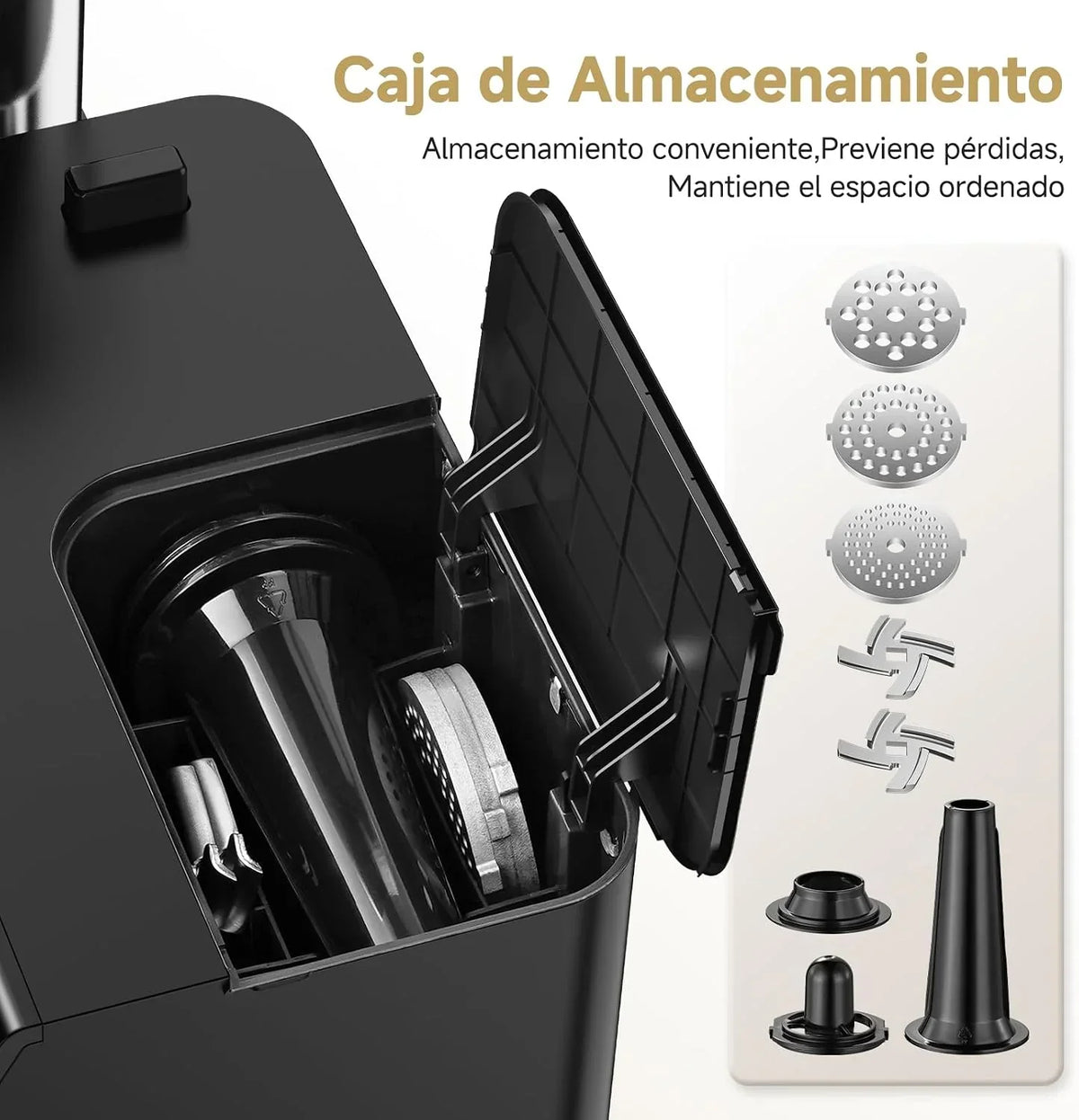 AAOBOSI Picadora De Carne Eléctrica [3000W MAX] Con Pantalla LED, 3 Velocidades, Picadora De Carne Con Sistema Anti-Atascos,Almacenamiento Integrado, Puede Hacer Salchichas & Kibbe, Ideal Para Hogar