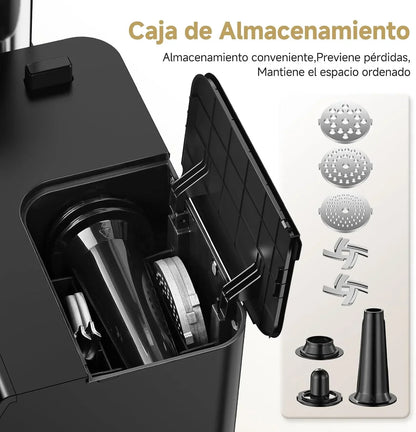 AAOBOSI Picadora De Carne Eléctrica [3000W MAX] Con Pantalla LED, 3 Velocidades, Picadora De Carne Con Sistema Anti-Atascos,Almacenamiento Integrado, Puede Hacer Salchichas & Kibbe, Ideal Para Hogar