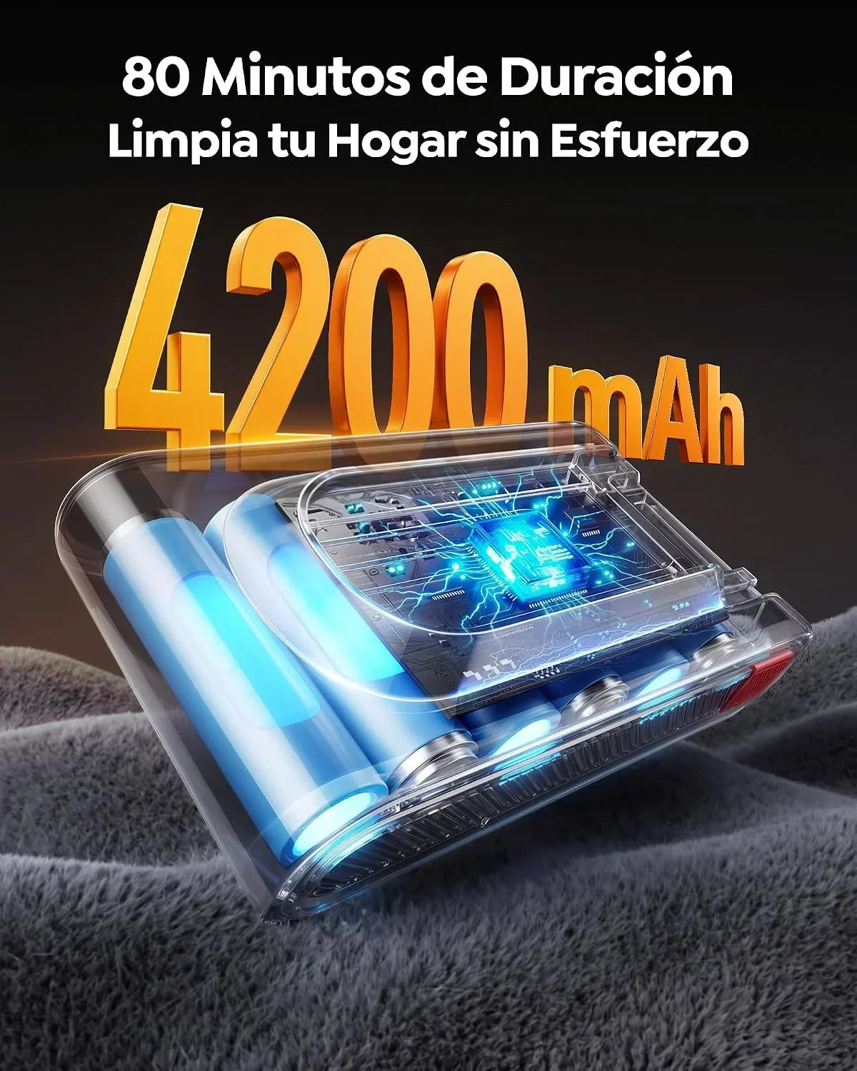 Fieety Aspiradora sin Cable 55KPa/650W/80Mins, Escoba Aspiradora de 1.8L, Modo Auto, Manguera 1.5M, Pantalla LED, Aromática, Autoportante, Cepillo Anti-Enredo con Luz, para Suelos/Alfombras/Pelo