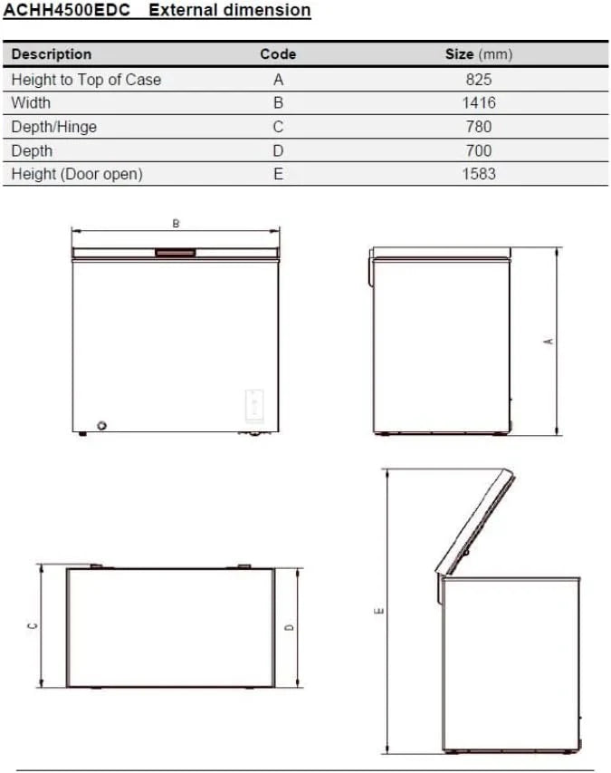 Aspes Congelador Horizontal Blanco ACHH4500EDC. Capacidad 418 Litros, Dual Cooling, 2 Cestas, Bajo Nivel Sonoro, Eficiencia Energética Clase E