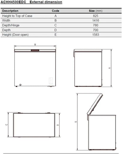 Aspes Congelador Horizontal Blanco ACHH4500EDC. Capacidad 418 Litros, Dual Cooling, 2 Cestas, Bajo Nivel Sonoro, Eficiencia Energética Clase E