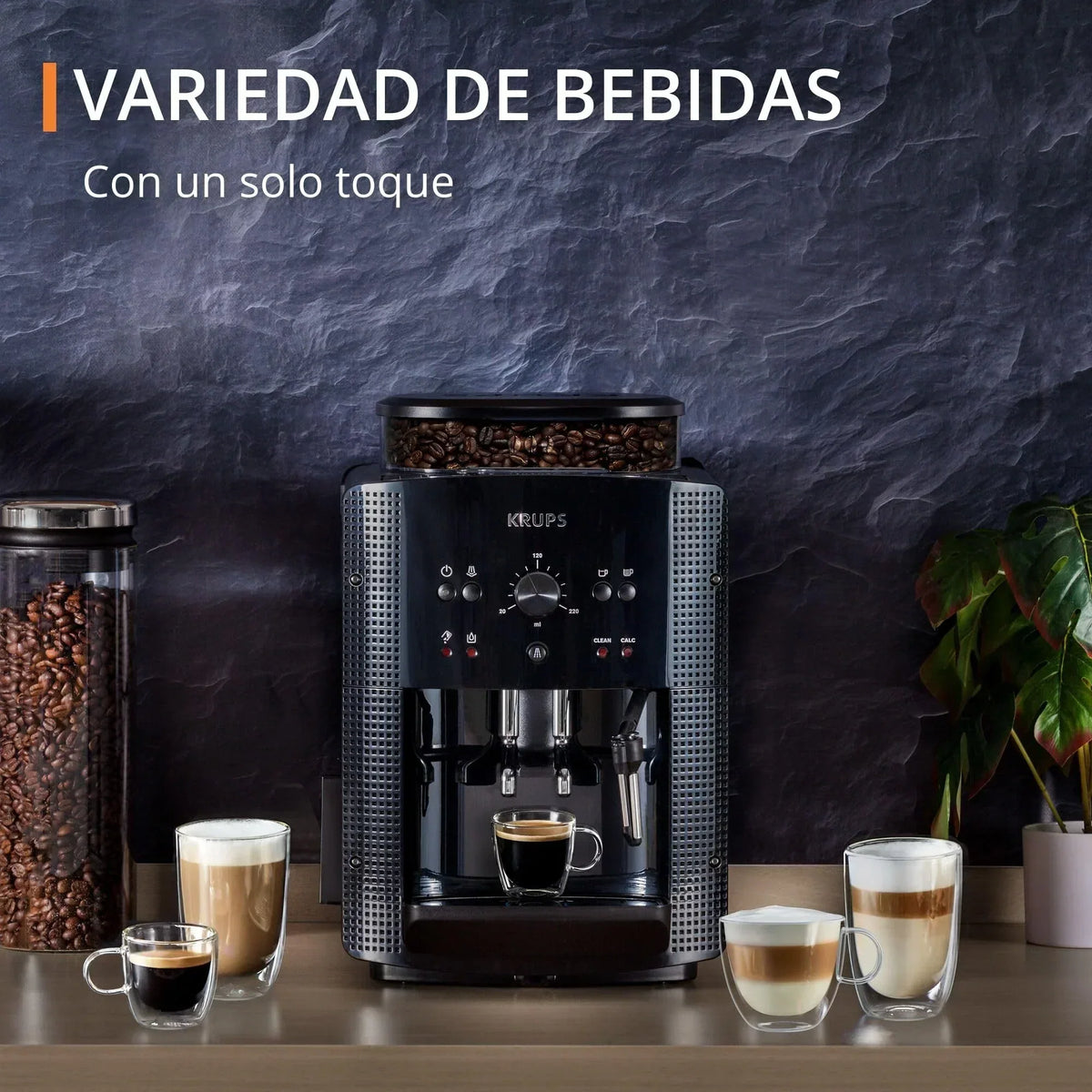 2025 Krups Essential - Cafetera súper automática, 15 Bares de presión, Molinillo cónico de Metal, con selección de cantidad e Intensidad de café, 1.7 l, 1 Cups, Acero, Pantalla LCD + Acc. Leche