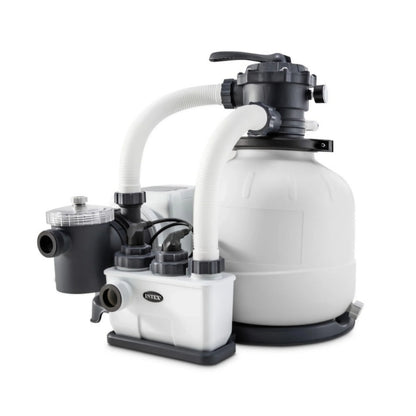 Bomba de filtro de arena Intex Krystal Clear™ de 8,500 galones y sistema de cloro para piscina de agua salada