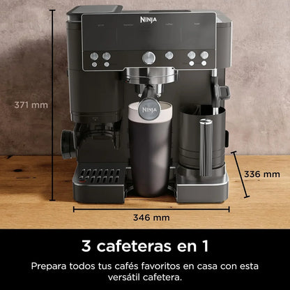 Ninja Luxe Premier Cafetera 3 en 1 para Espresso, Cold Brew y Café de Filtro con Molinillo y Espumador Integrados - 25 Ajustes de Molienda y 4 Preajustes de Espuma - Negro, ES601EUBK