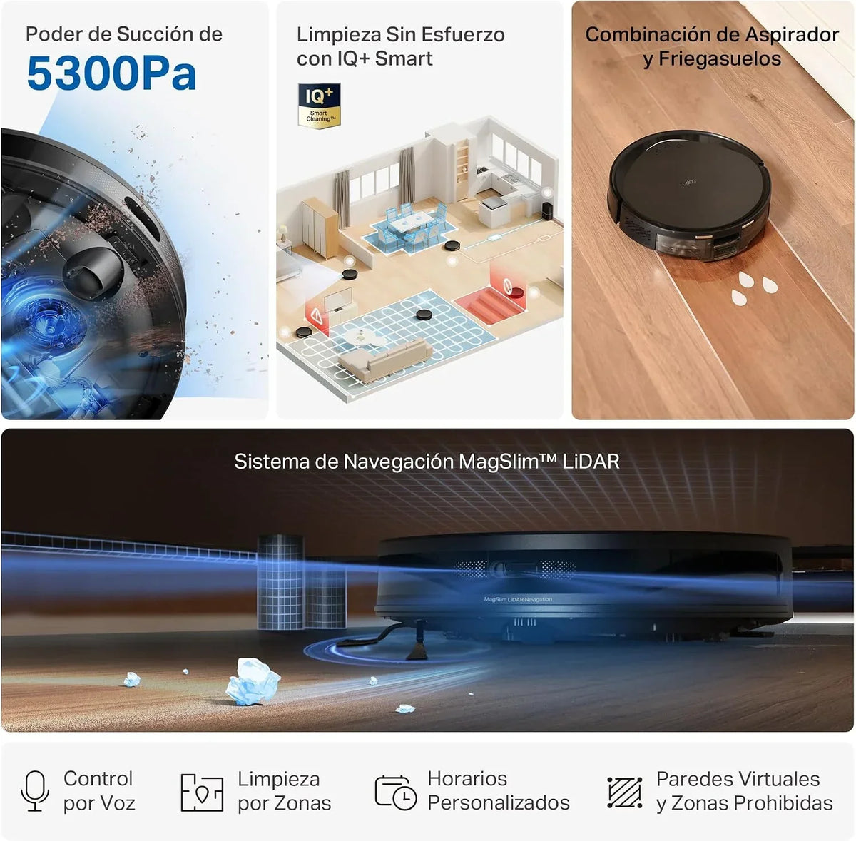 Tapo RV20 MAX Plus - Robot Aspirador Fregasuelos, Base Autolimpieza, 5300Pa