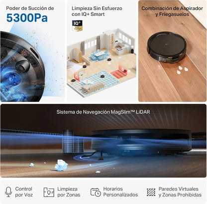 Tapo RV20 MAX Plus - Robot Aspirador Fregasuelos, Base Autolimpieza, 5300Pa