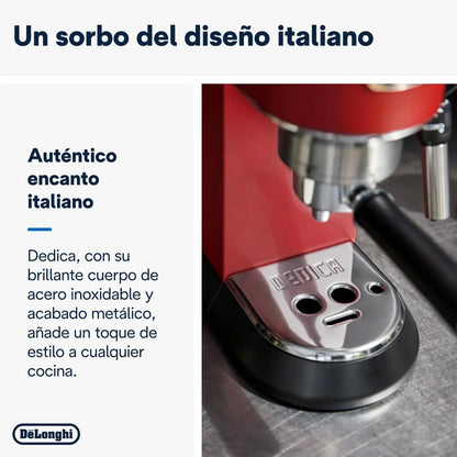 De'Longhi Dedica – Cafetera de Bomba de Acero Inoxidable para Café Molido o Monodosis, Espresso y Capuchino, Depósito de 1.3 Litros, Sistema Antigoteo, Modelo EC685.M, Color Metal