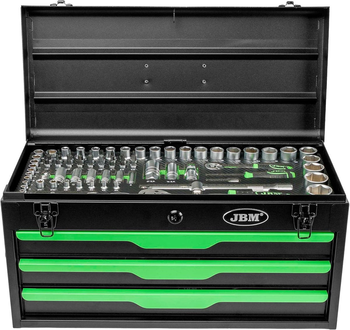 CAJA METÁLICA CON HERRAMIENTAS 143 PIEZAS CINCADO